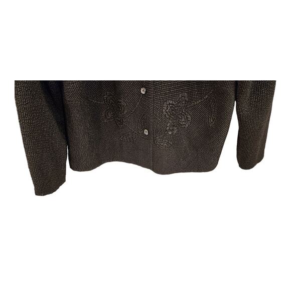 Tally Ho Jacket Women Plus 2X Button Up Dark Olive Textured Embossed Lightweight - Picture 6 of 10